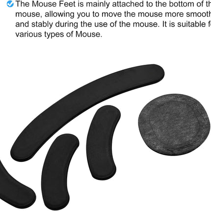 Rounded Curved Edges Mouse Feet Skates Pads 0.8mm w Cleaning Paper for G PRO Wireless Gaming Replacement Black 5Pcs/3 Set -