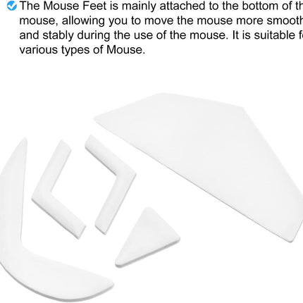 Rounded Curved Edges Mouse Feet Skates Pads 0.6mm w Cleaning Paper for G502 Wired Gaming Replacement White 6Pcs/2 Set -