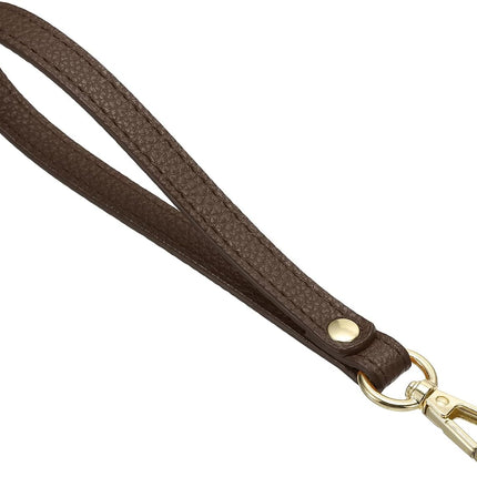 PU Leather Keychain with Metal Key Ring Lock, for Wallet Purse Gold, Brown -