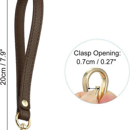 PU Leather Keychain with Metal Key Ring Lock, for Wallet Purse Gold, Brown -