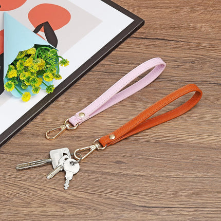 PU Leather Keychain with Metal Key Ring Lock, for Wallet Purse Gold, Brown -