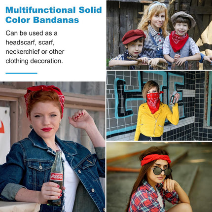 Large Solid Color Bandanas, Bulk Blank Head Bandannas Multifunctional Headband Scarf Neckerchief for Women and Men Red -
