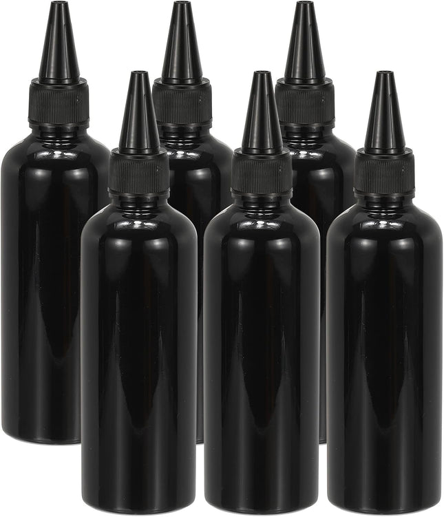 Plastic Applicator Bottle 6 Pcs 3.4oz(100ml) Leak Proof Refillable Empty Dispenser Container in Black