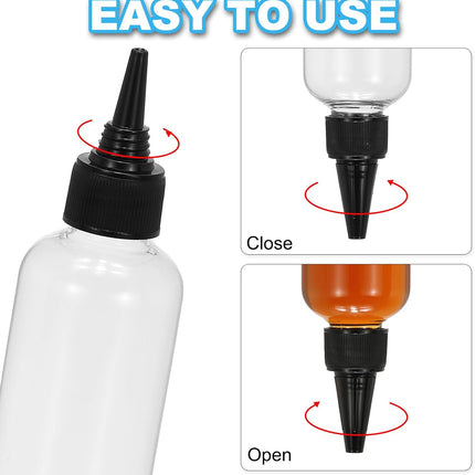 Plastic Applicator Bottle, 6 Pcs 3.4oz(100ml) Leak Proof Refillable Empty Dispenser Container Squeeze Bottle with Twist Top Cap for Hair Ink Liquid Sauces, Black -