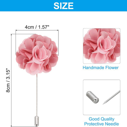Flower Boutonnieres Pin, Lapel Pin for Men Camellia Wedding Graduation Anniversary Brooch Outfit Accessories Dark Pink/Light Pink -