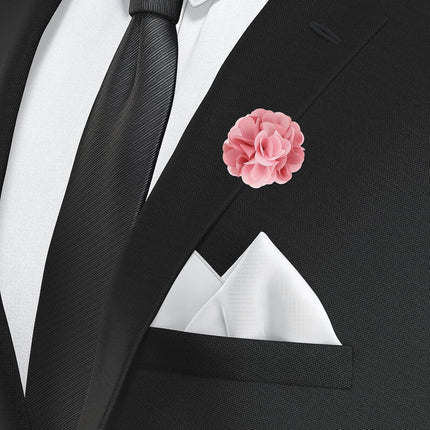 Flower Boutonnieres Pin, Lapel Pin for Men Camellia Wedding Graduation Anniversary Brooch Outfit Accessories Dark Pink/Light Pink -