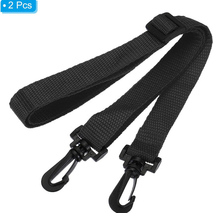 20mmx1.1m Replacement Shoulder Strap, 2 Pack Adjustable Swivel Clips Hooks Buckle Slide Crossbody Bag Belt for Water Bottle Carrier Sling Bag, Black All -