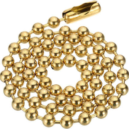Silver-tone Beaded Chain Necklace, Titanium Steel Bead Ball Necklace Y2K Punk for Women Men Gift Gold 0.24 in x 18