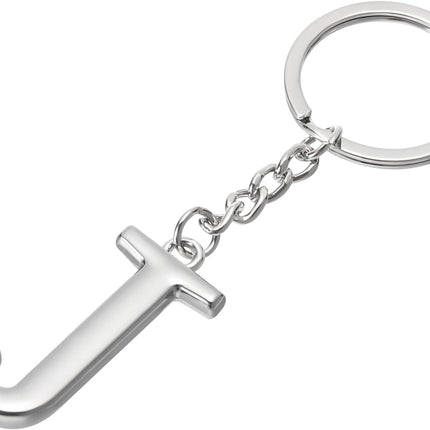 Initial Letter Key Chain, a Chain Pendant Ring J -