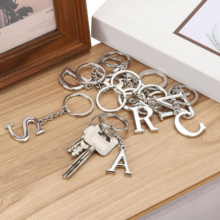 Initial Letter Key Chain, a Chain Pendant Ring J -