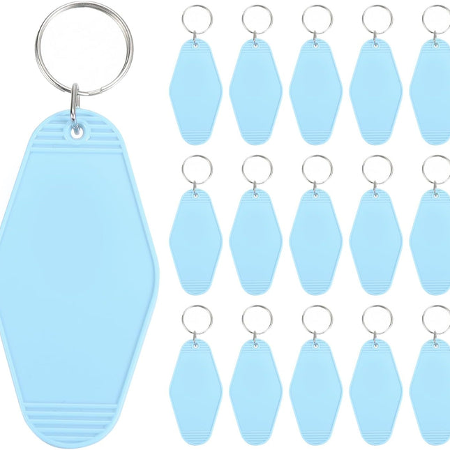 Vintage Motel Keychain, Blank Hotel Keychains Rhombus Retro Key Tag for Backpack Luggage Labels Tags Sky Blue -