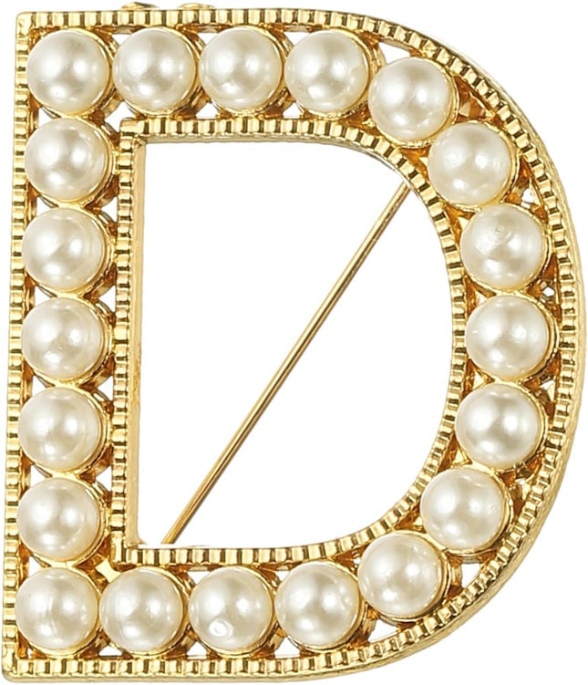 Letter Brooch Pins Pearl Initial Alphabet Lapel Badges Pin with Jewelry Box for Women Men Girl Wife Suits