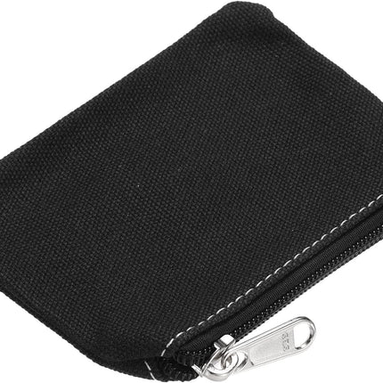 3" x 5" Coin Purse Pouch, Change Purses Small Organizer Bags with Zipper Canvas for Home, Black -
