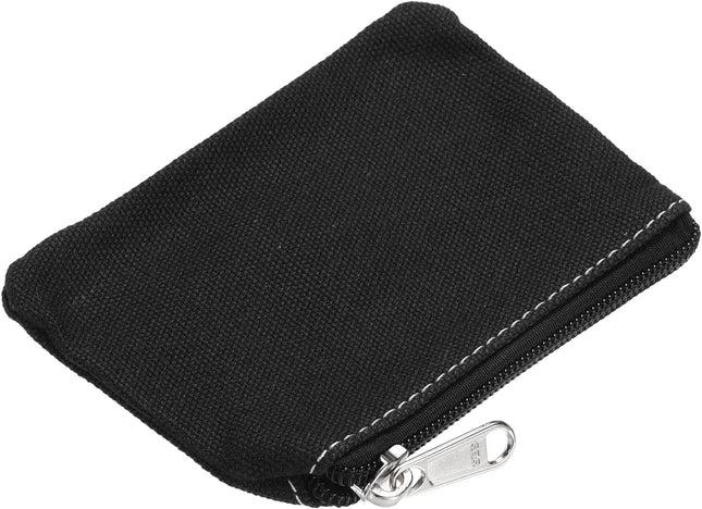 3 x 5 Coin Purse Pouch Change Purses Small Organizer Bags with Zipper Canvas for Home Black