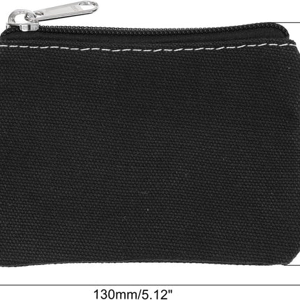 3" x 5" Coin Purse Pouch, Change Purses Small Organizer Bags with Zipper Canvas for Home, Black -