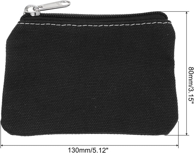 3 x 5 Coin Purse Pouch Change Purses Small Organizer Bags with Zipper Canvas for Home Black – product detail