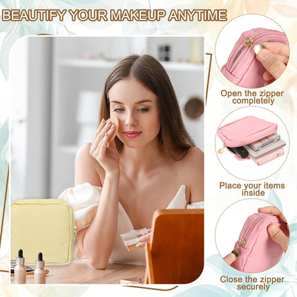Polyester Makeup Bags, Square Small Cute Cosmetic Zipper Pouch Purse Reusable Storage Organizer Waterproof Travel Coin for Women Girls, Dark Purple -