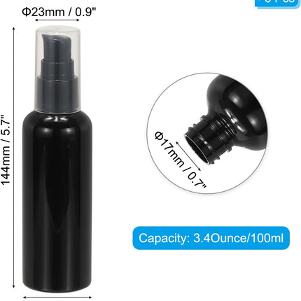 Travel Pump Bottles, 6 Pcs 3.4Oz(100ml) Leak Proof Refillable Empty Dispenser Container Squeeze Bottle with for Shampoo Toiletries Lotion Cream, Black -