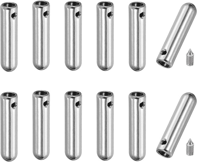 12 Pcs Shoelace Tips with Screw Alloy 25mm Cylindrical Aglets Shoes Lace Cords End Tip Cap Replacement