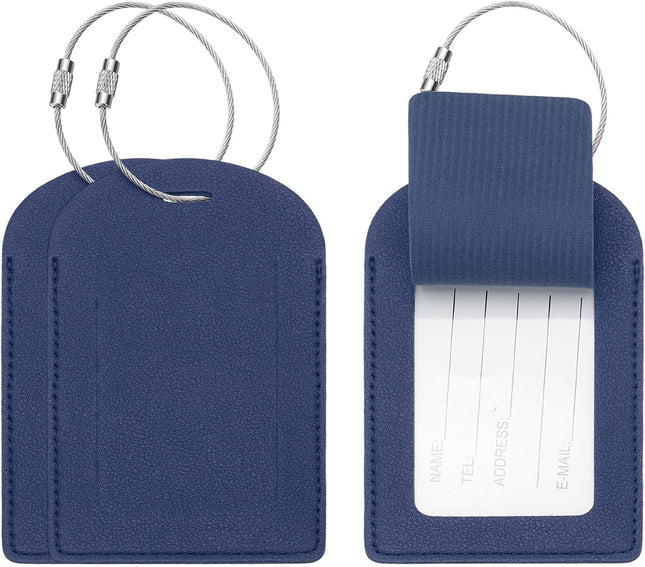 Suitcase Tags Deep Blue Leather Luggage Name Tags Airplane Travel Essentials Business Trip