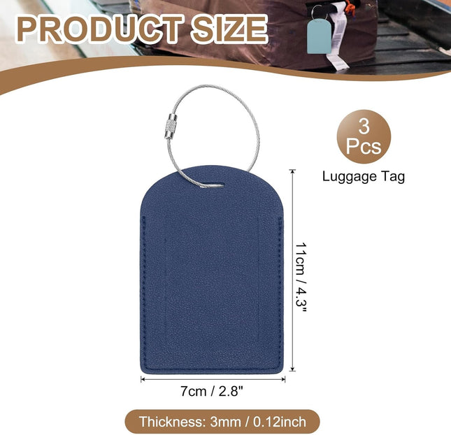 Suitcase Tags Deep Blue Leather Luggage Name Tags Airplane Travel Essentials Business Trip – product detail