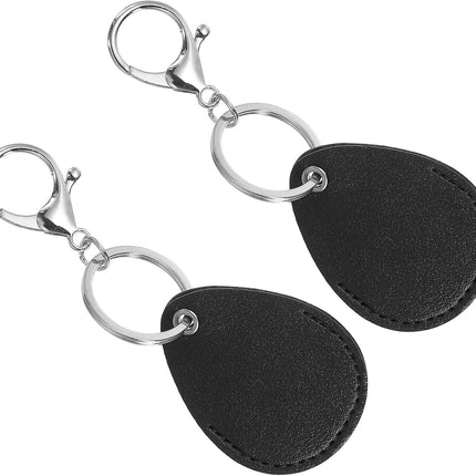 Leather Key Fob - PU Keychain Holder for Keys, ID Cards Black