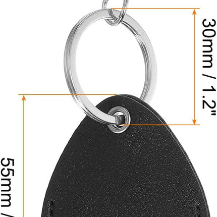 Leather Key Fob - PU Keychain Holder for Keys, ID Cards Black