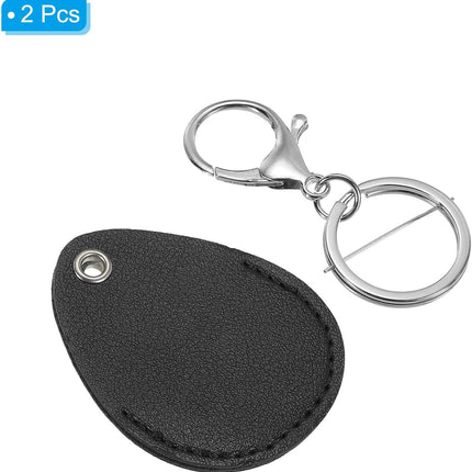 Leather Key Fob - PU Keychain Holder for Keys, ID Cards Black