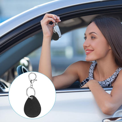 Leather Key Fob - PU Keychain Holder for Keys, ID Cards Black