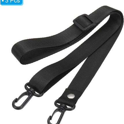 125cm x 2cm Replacement Shoulder Strap, 3 Pack Adjustable Swivel Clips Hook Buckle Slide Crossbody Bag Belt for Water Bottle Carrier Sling Bag, Black -