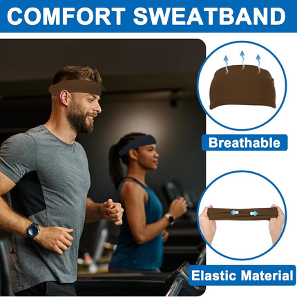 Sport Headbands for Men, Running Sweat Bands Absorbing Head Band Brown -
