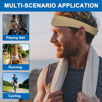 Sport Headbands for Men, Running Sweat Bands Absorbing Head Band Brown -