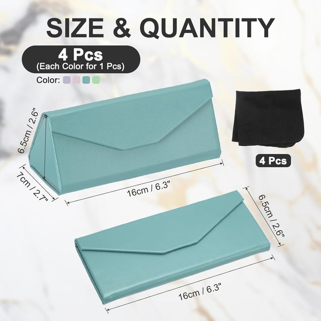 Foldable Glasses Case Triangle Magnetic PU Leather Hard Eyeglass Cases for Women Man Airy Pastels – product detail