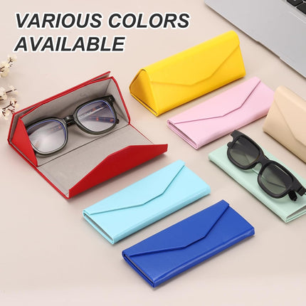 Foldable Glasses Case, Triangle Magnetic PU Leather Hard Eyeglass Cases for Women Man Airy Pastels -