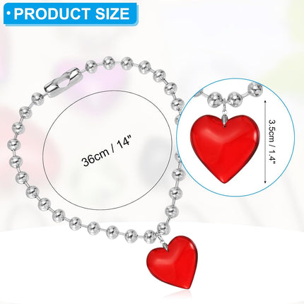 Glass Heart Shape Pendant Necklace, Alloy Chain Love Charms Necklace Red -
