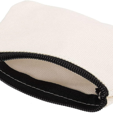 3" x 5" Coin Purse Pouch, 3 Pack Change Purses Small Organizer Bags with Zipper Canvas for Home, White -