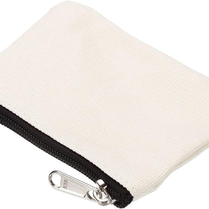 3" x 5" Coin Purse Pouch, 3 Pack Change Purses Small Organizer Bags with Zipper Canvas for Home, White -