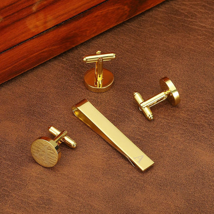 Cuff Links Mens, Initial Tie Clip and Cufflinks Set for Men Classic 26 Letters Business,Wedding -