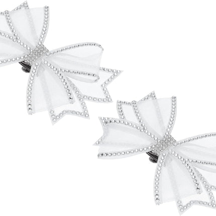 Rhinestone Shoe Clips, 1 Pair Detachable Classic Fashion Sparkling Bow Heels Accessories Decoration for Wedding Bridal Party Daily Wearing White -
