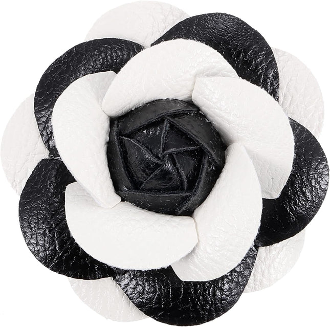 Flower Hair Clips Camellia Hairpin Floral Brooches Pin Handmade Leather Brooch for Lady Bridal Women Hat