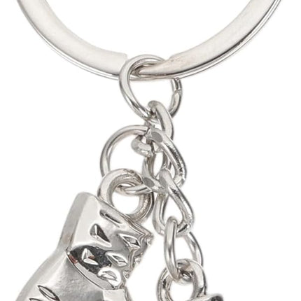 Boxing Gloves Keychain, Mini Cute Sports Key Chain Sport Pendant Ring Bag Backpack Decor for Men Women Party Gifts Favors, Silver -