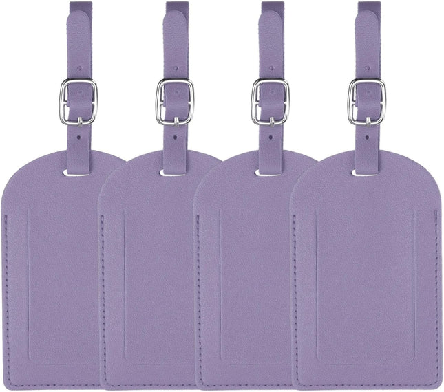 4Pcs Luggage Tags Colored Labels PU Leather Suitcase Tag with Stainless Steel Loop Privacy Cover