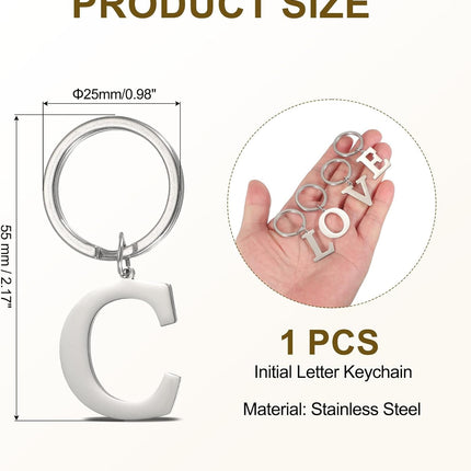 Initial Letter Keychain, DIY Pendant Keyring Bag Backpack Decor A-Z Alphabet Key Ring for Purse Handbag -