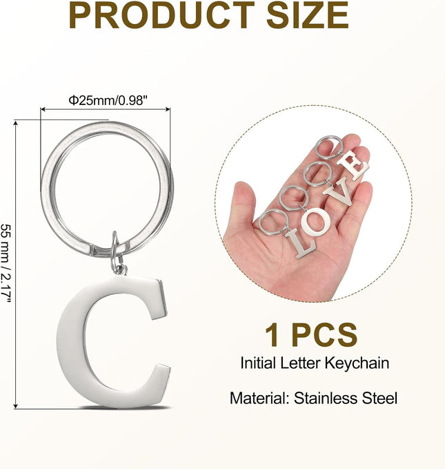 Initial Letter Keychain DIY Pendant Keyring Bag Backpack Decor A-Z Alphabet Key Ring for Purse Handbag – product detail