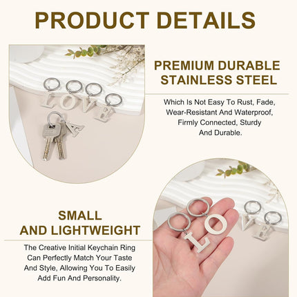 Initial Letter Keychain, DIY Pendant Keyring Bag Backpack Decor A-Z Alphabet Key Ring for Purse Handbag -