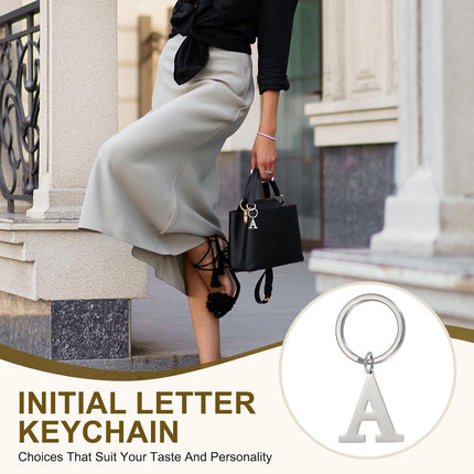 Initial Letter Keychain, DIY Pendant Keyring Bag Backpack Decor A-Z Alphabet Key Ring for Purse Handbag -