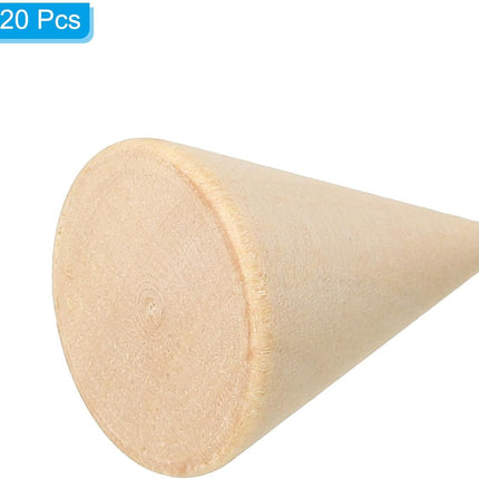 25x20mm Natural Wood Cone Ring Holder, 20 Pack Finger Jewelry Display Stand Organizer Unpainted Wooden Cones for DIY Craft Color