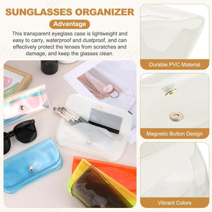 Sunglasses Case, Transparent Eyeglass Pouch Organizer Clear Plastic Glasses Hard Shell for Women Men White -