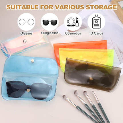 Sunglasses Case, Transparent Eyeglass Pouch Organizer Clear Plastic Glasses Hard Shell for Women Men White -