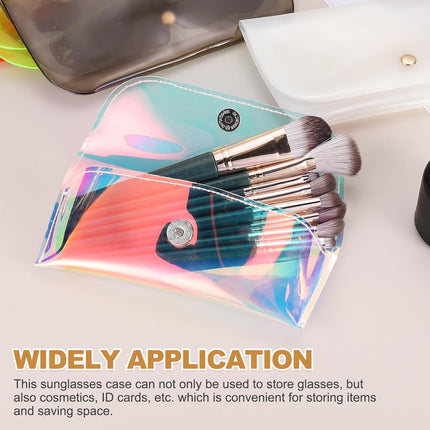 Sunglasses Case, Transparent Eyeglass Pouch Organizer Clear Plastic Glasses Hard Shell for Women Men White -